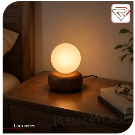 آباژور رومیزی چوبی مدل ماه گون